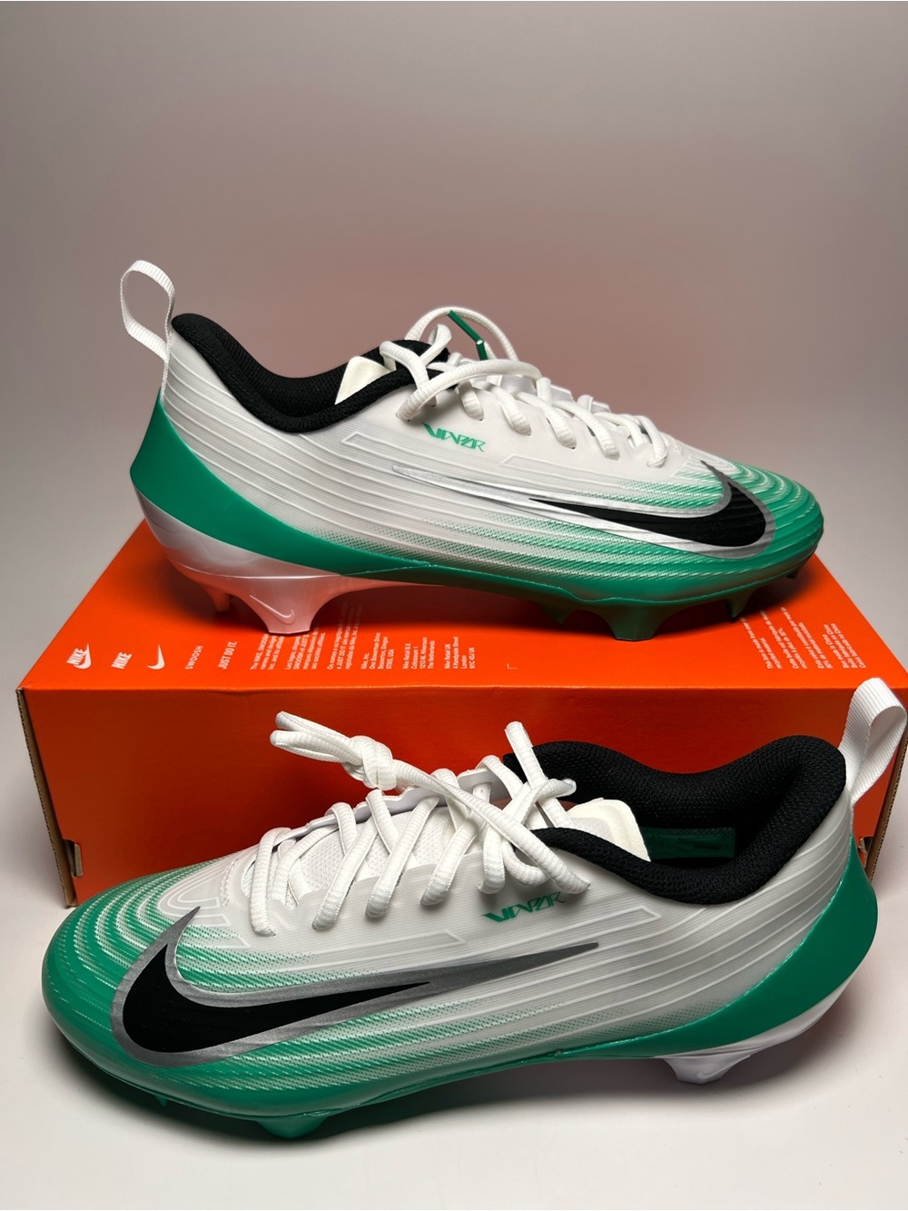 Nike Vapor Speed 3 White Green 360 Football Cleats HM8849-100 Mens Size NEW